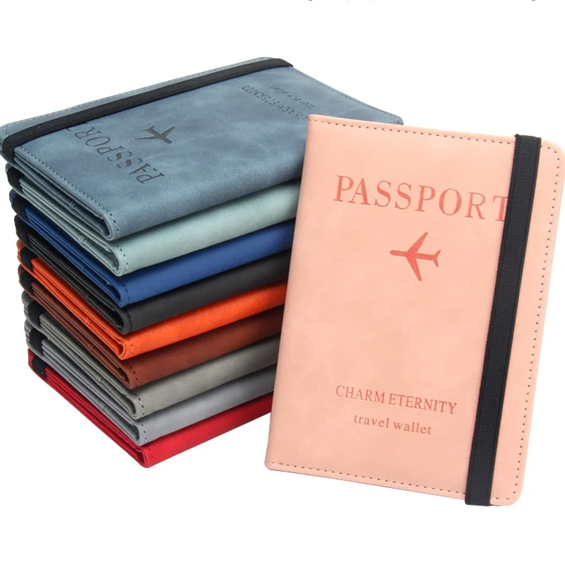 RFID Blocking Men PU Leather Travel Passport Cover ID Purse For Male Passport Business Credit Card Holder Women Storage Wallet