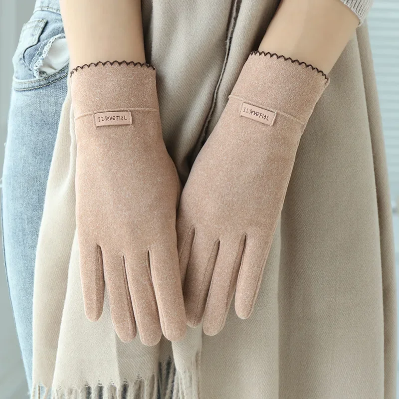 グレースファッション女性手袋女性冬レトロタッチスクリーン暖かい防風サイクリング運転フルフィンガーグローブミトン