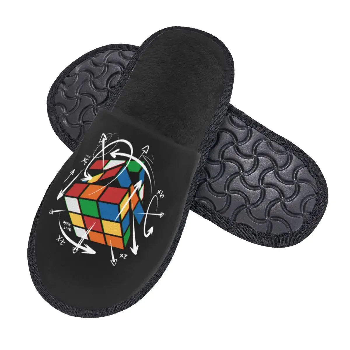 Custom Rubix Rubiks Cube Math Formula Memory Foam Slippers Women Soft Warm Geek Magic Gift House Slippers