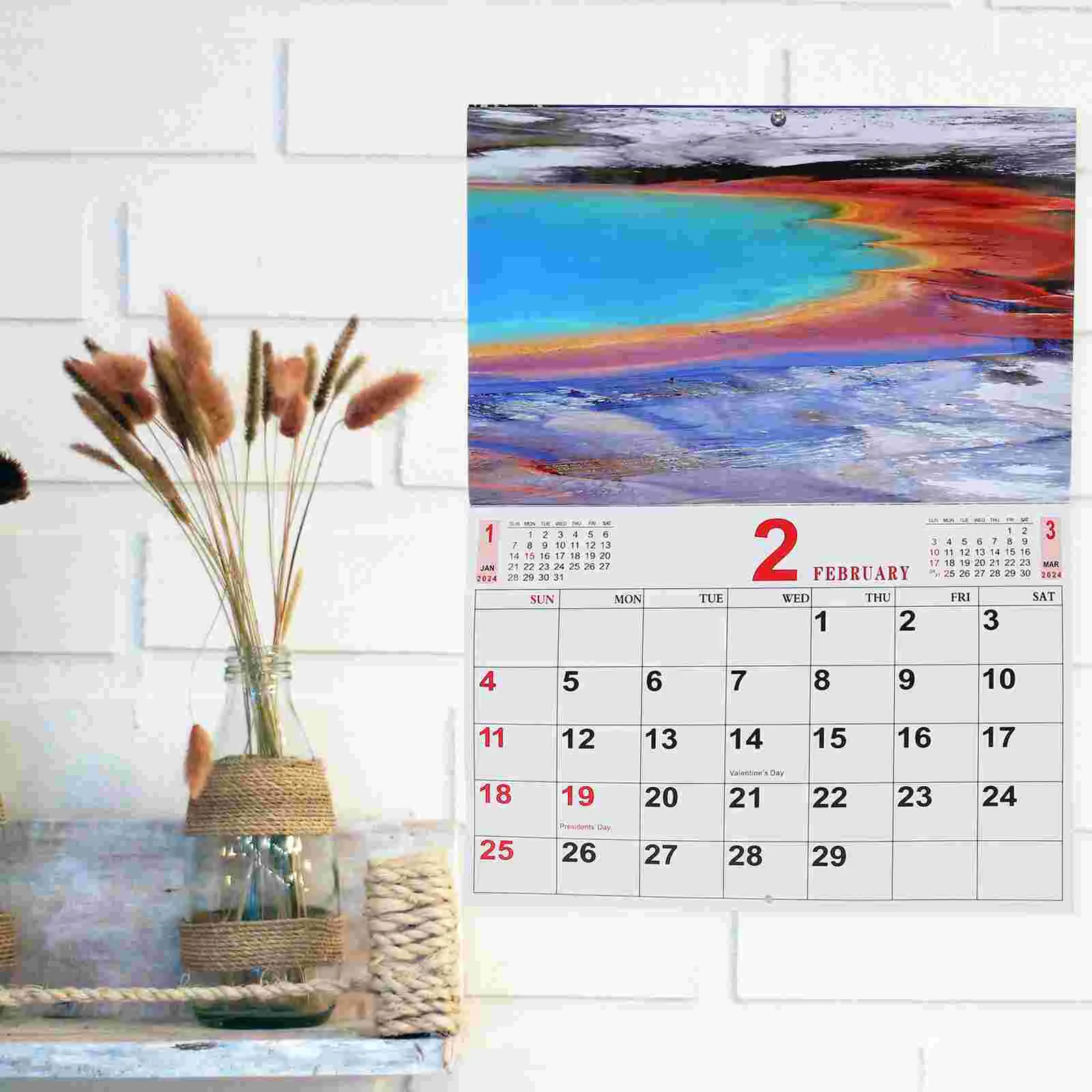 2024 Cross-border European and American English Landscape Photo Wall Calendar Holiday Hanging