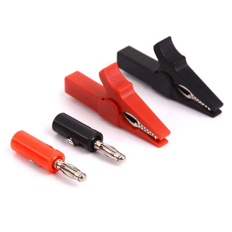 4PCS 55mm Alligator Clip + Banana Plug - 4mm Test Probe Cable Clips (Red+Black) for Stonego Test Accessories