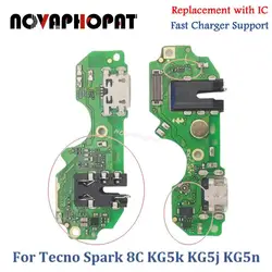 For Tecno Spark 8C KG5k KG5j KG5n USB Dock Charger Port Plug Headphone Audio Jack Microphone MIC Charging Board With IC