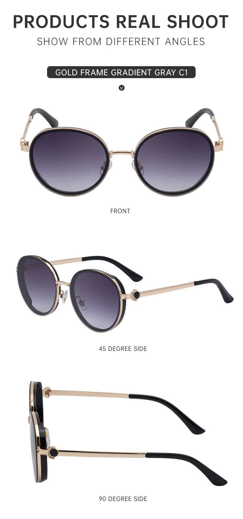 Übergroße runde Sonnenbrille für Damen, 2026, Luxusmarke, klassische Punk-Fahrsonnenbrille für Damen, Vintage-Metallrahmen, Schattierungen, UV400 – Detail 11