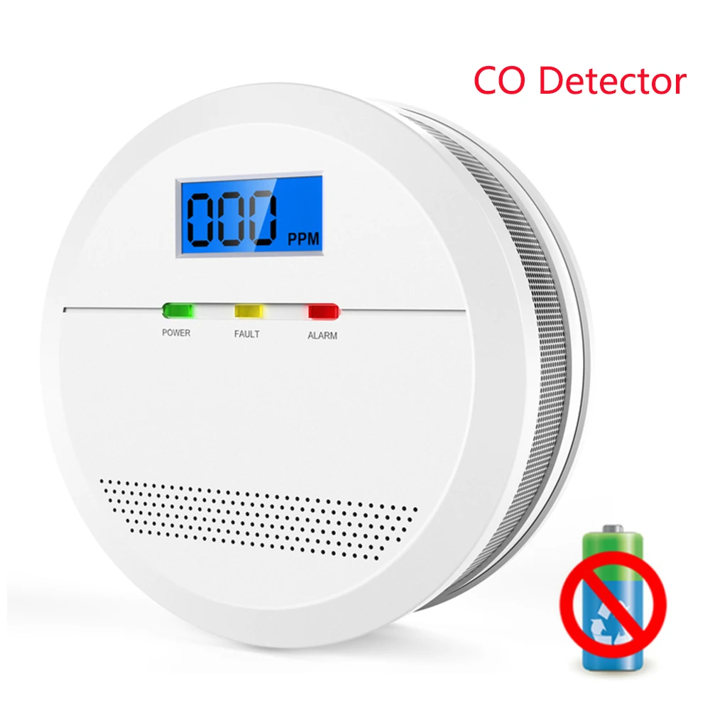 CPVAN Wireless Carbon Monoxide Detector with LCD Display Home Security Protection Independent CO Alarm Monoxide Sensor EN 50291