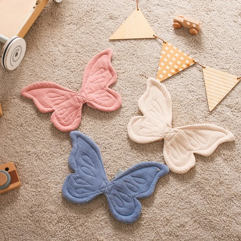 Baby Birthday Party Decoration Cotton Butterfly Solid Color Wings Newborn Birthday Photography Accessories For Kids Birth Gift