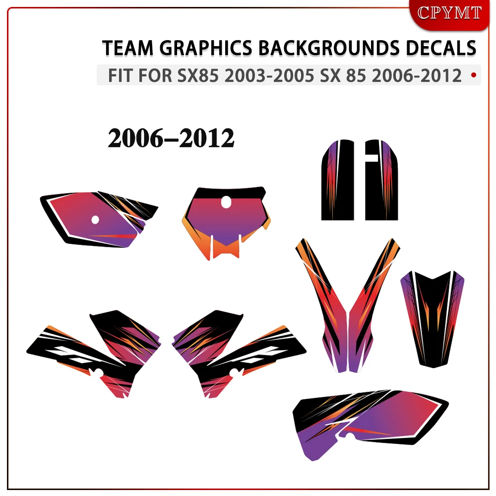 

Motorcycle Full Set Sticker fit For SX85 SX 85 2003 2004 2005 2006 2007 2008 2009 2010 2011 2012 Team Graphics Backgrounds Decal