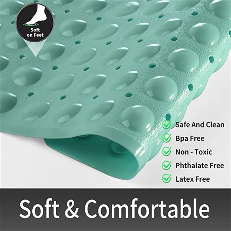 Square Bath Shower Tub Mat for Bathroom Non Slip Bathtub Mats with Suction Cups Drain Holes Machine Washable 53x53cm/ 21x21 Inch