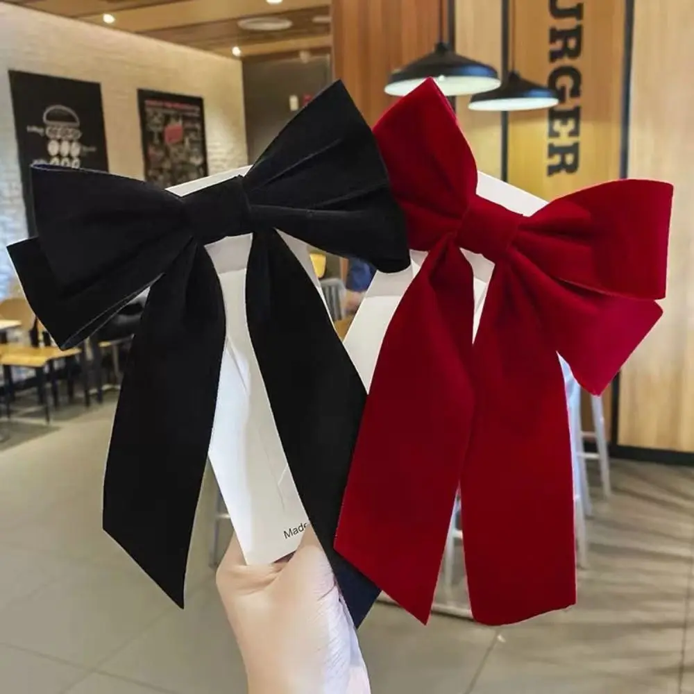 

Sweet Velvet Bowknot Hair Clips Wine Red Hair Accessories Large Bow Hairpin Headdress Headwear Bang Clip Girls