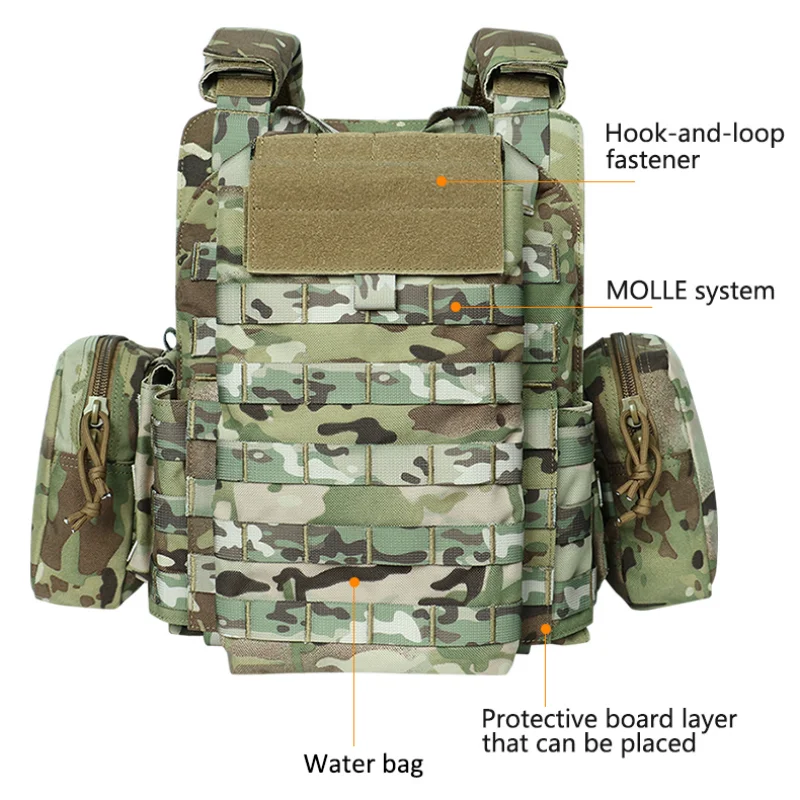 Tactical Vest with Triple Magazine Pouch, 1000D Nylon Fabric, Quick Release, 6094K, Hunting, Airsoft Combat Accessories