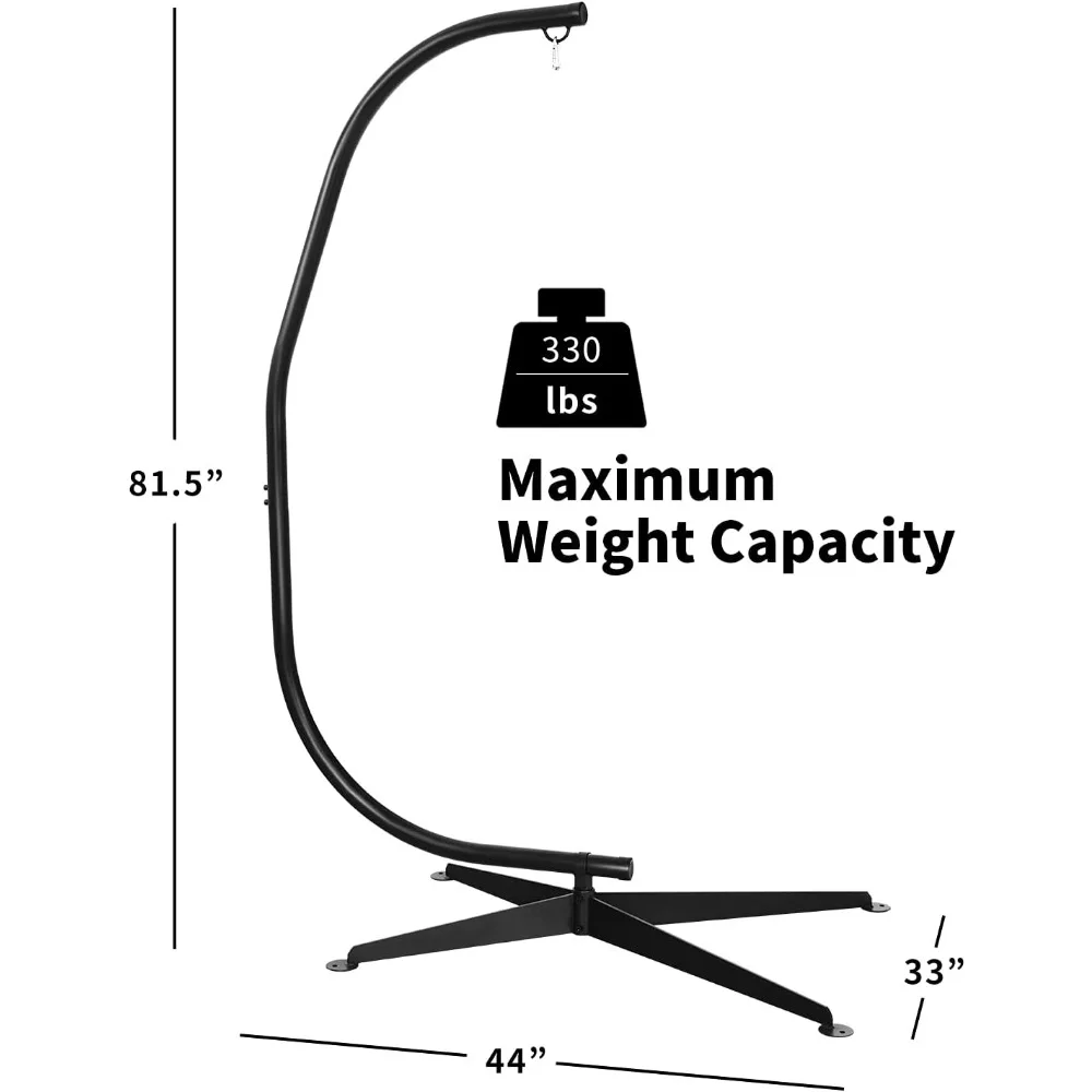 Hammock Chair Stand Only, Heavy Duty Steel C-Stand for Hanging Chair, 360° Rotation Egg W/Carabiner, Stand Only