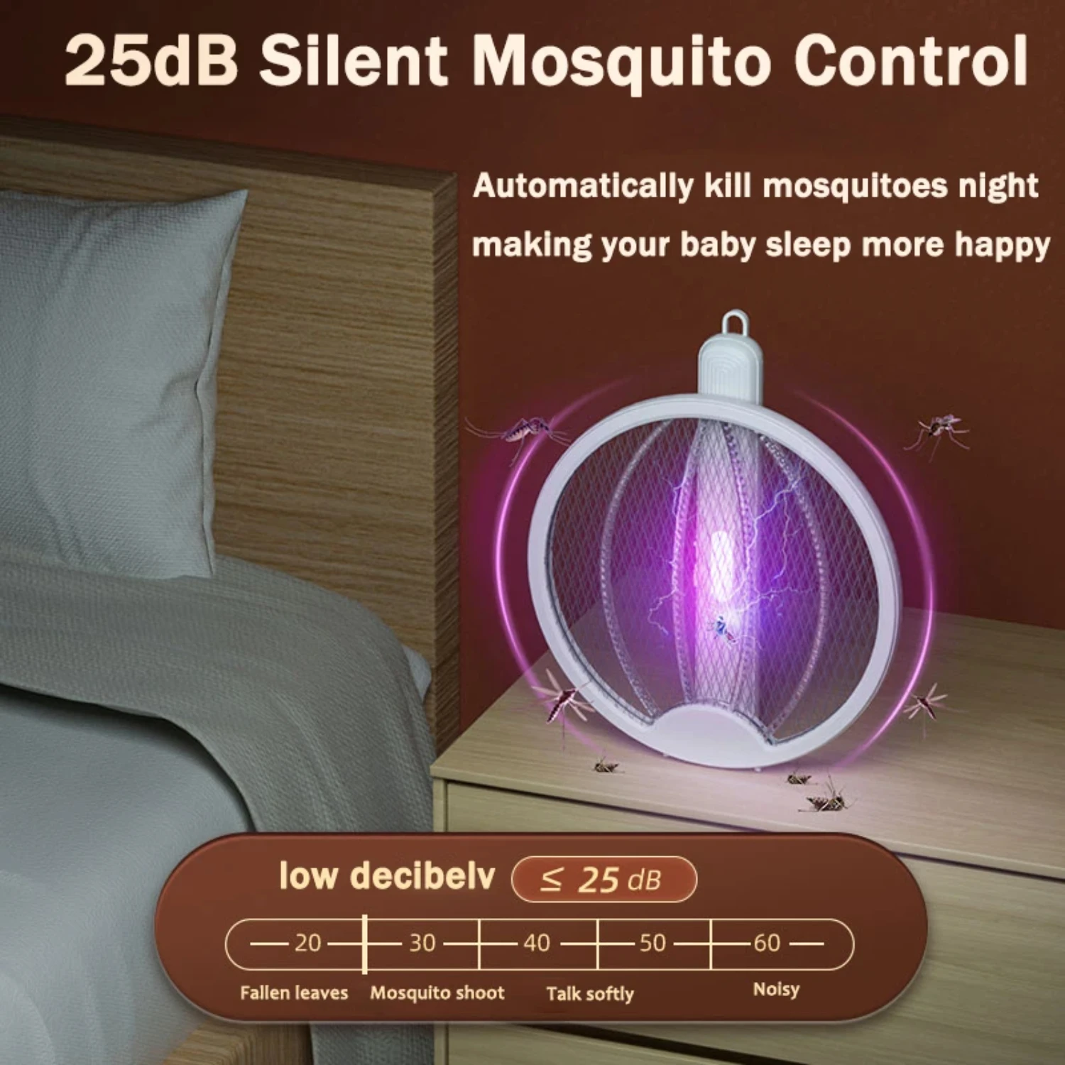 4 IN 1 Foldable  Mosquito Swatter Wall-mounted Handheld 3000V Rechargeable Mosquito Fly Racket Adjustable