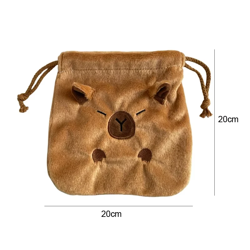 1pc Portable Drawstring Storage Bag Gifts Cute Cartoon Capybara Kawaii Cosmetic Pouch Large Capacity Capybara Plush Storage Bag image 2