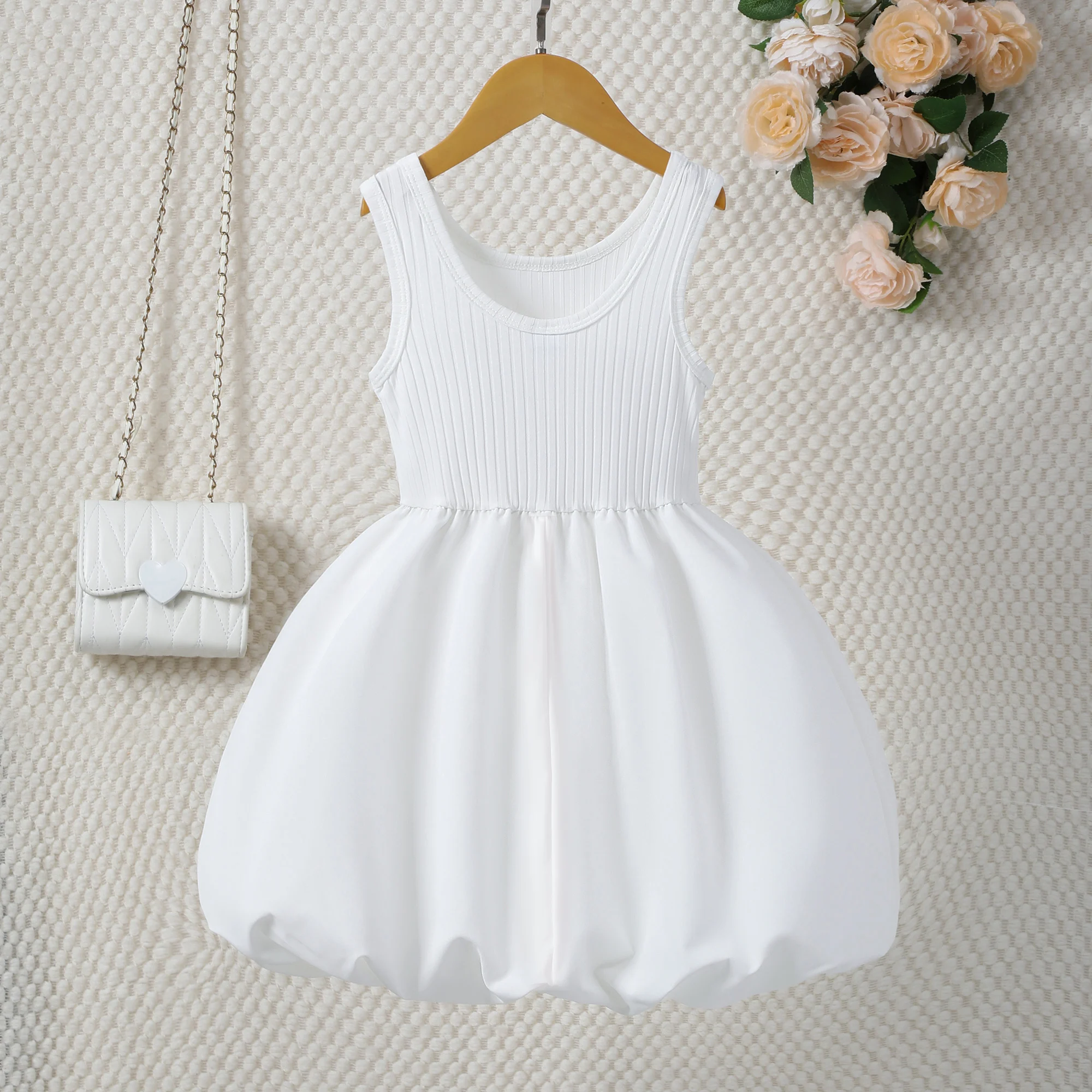 2-7 Years Girls White Minimalist Dress - Summer Sleeveless Casual Everyday