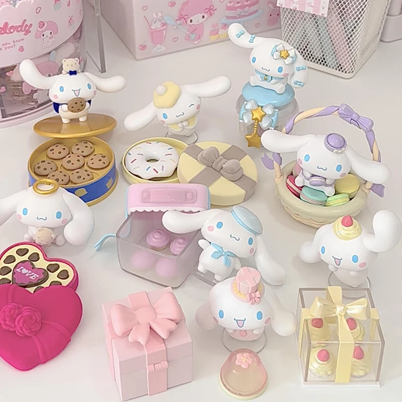 Sanurgente Cinnamoroll Dessert Gift Series Blind Box, Cute Anime Figure Model Toys, Mystery Box, Your Friends with Surprise Gifts