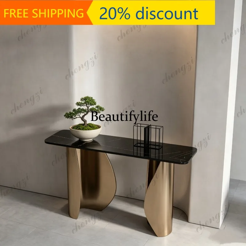 Y132 Light luxury rock slab against the wall entrance table Super narrow entrance cabinet Hotel corridor end view table