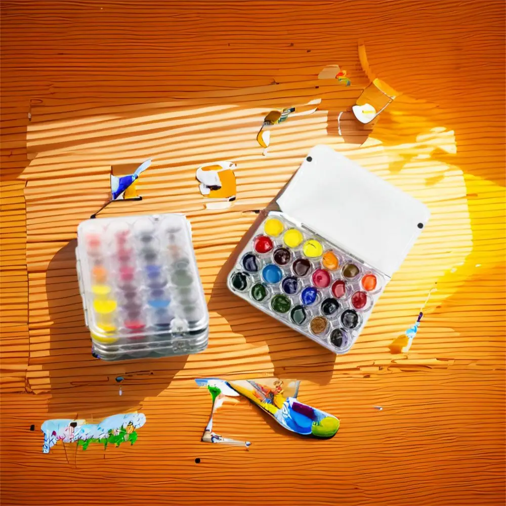 Portable 24 Grids Mini Watercolor Palette Transparent Empty Watercolor Paint Tray Acrylic Sealed Paint Box for Home