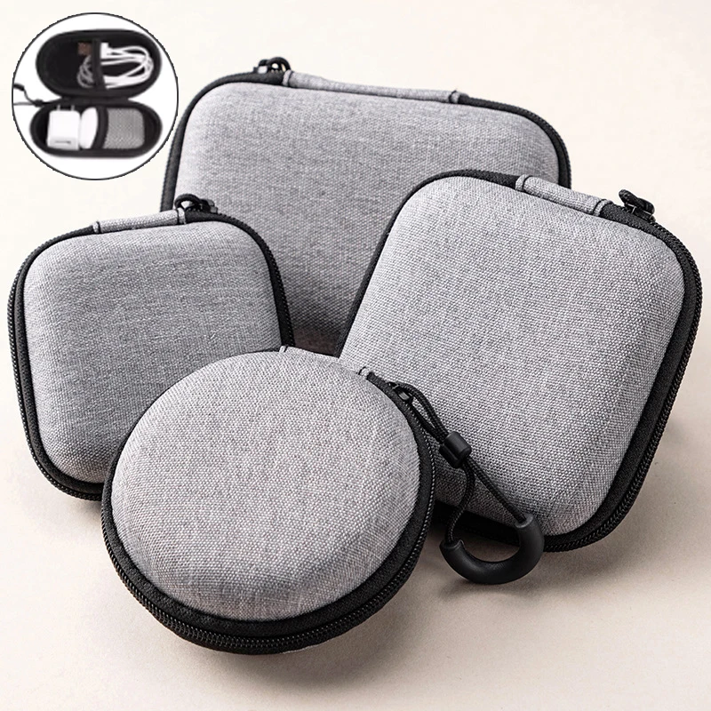 Small Earphone Storage Bags Hard Shell Data Cable Organizer Bag Mini Tech Gadgets Portable Case Charger U Disk Zipper Pouch Bag