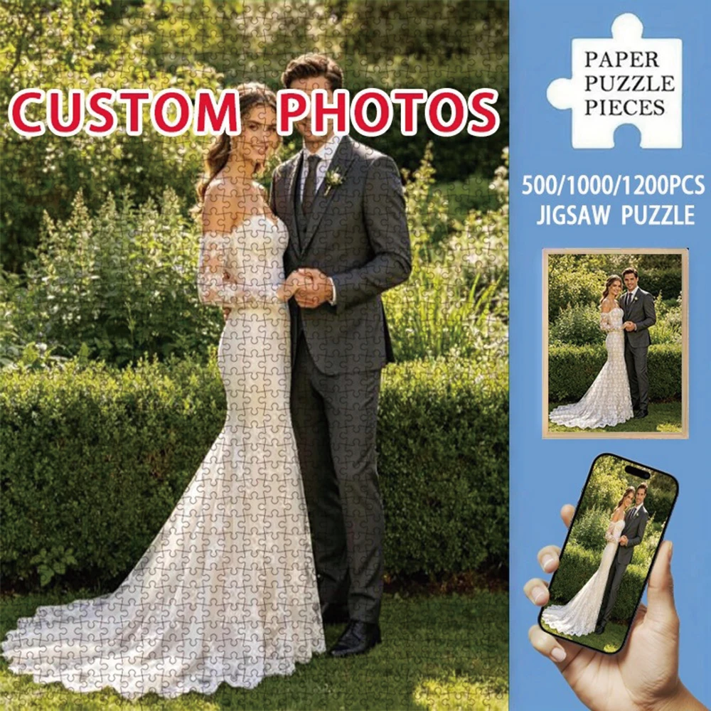 35/300/500/1073 Teile Personalisiertes Foto-Puzzle Hochzeitsfotos-Puzzle Maßgeschneidertes Puzzle für Erwachsene Personalisiertes Spielzeug für das Zimmer