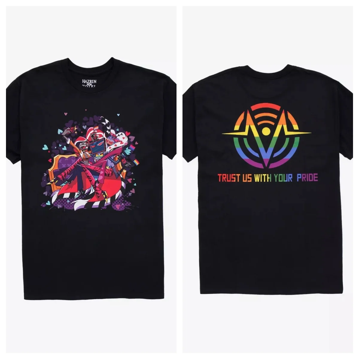 

Hazbin Hotel The Vees Pride двусторонняя мужская и женская уличная одежда из чистого хлопка с короткими рукавами, повседневная футболка, эксклюзивная футболка с горячим топом