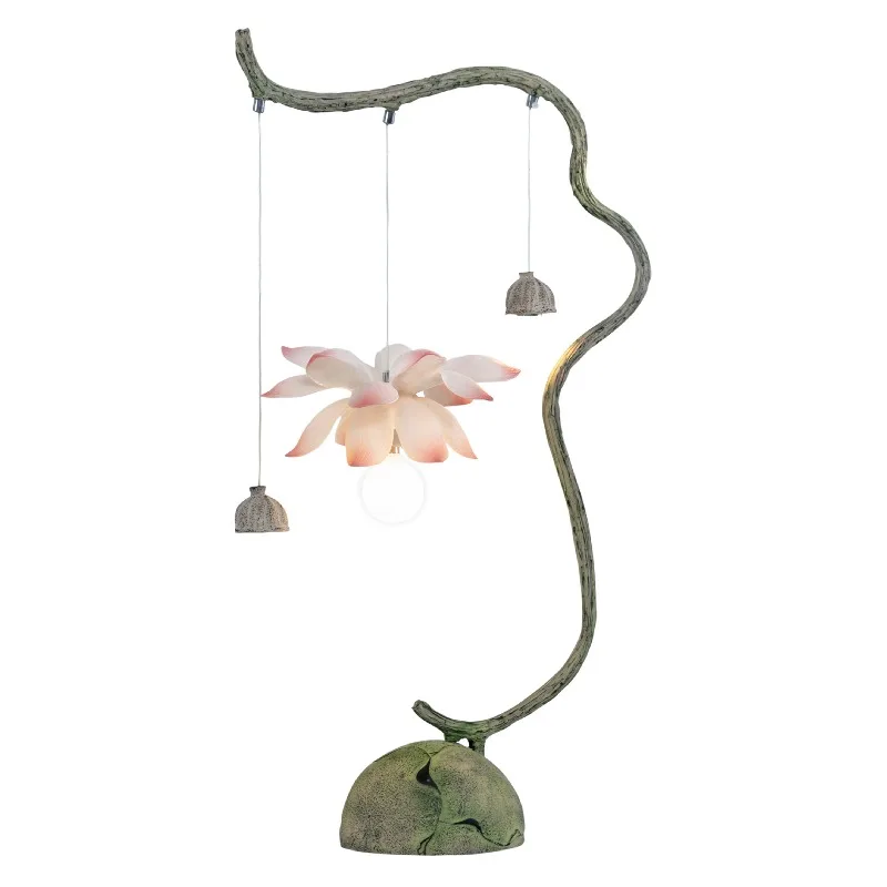 

Handmade resin bedroom bedside lamp voice-activated lotus desk lamp