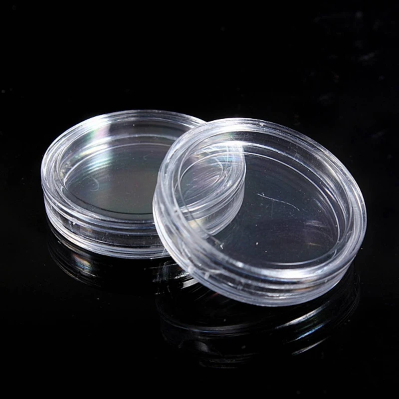 20 Pcs Small Round Transparent Plastic Coin Capsules Box, 10 Pcs 20Mm & 10 Pcs 27Mm