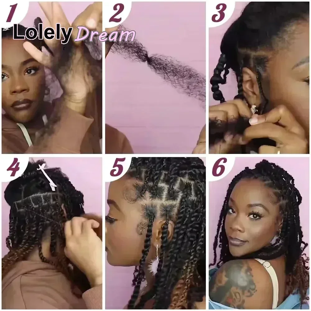 Lolely Dream Spring Twist Afro Kinky Bulk Hair 100% Human Hair For Dreadlocks Twist Braid Hair Extension Natrual Black Color