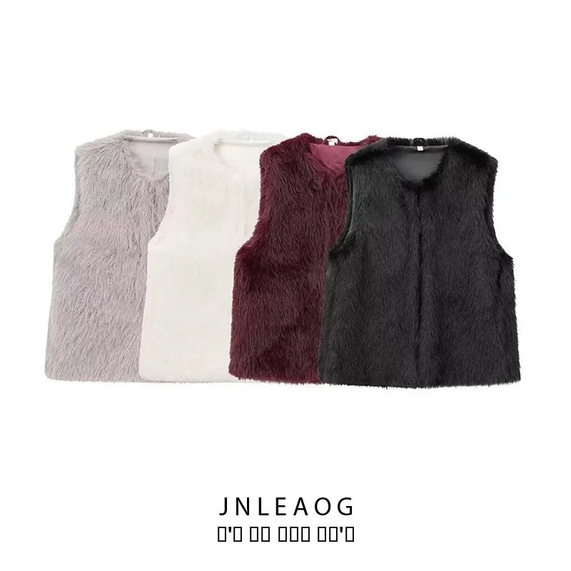 

JNLEAOG Faionable Artificial Fur Effect Vest Women's Autumn New Sle Polyesther Fiber Versatile Sle 4369242