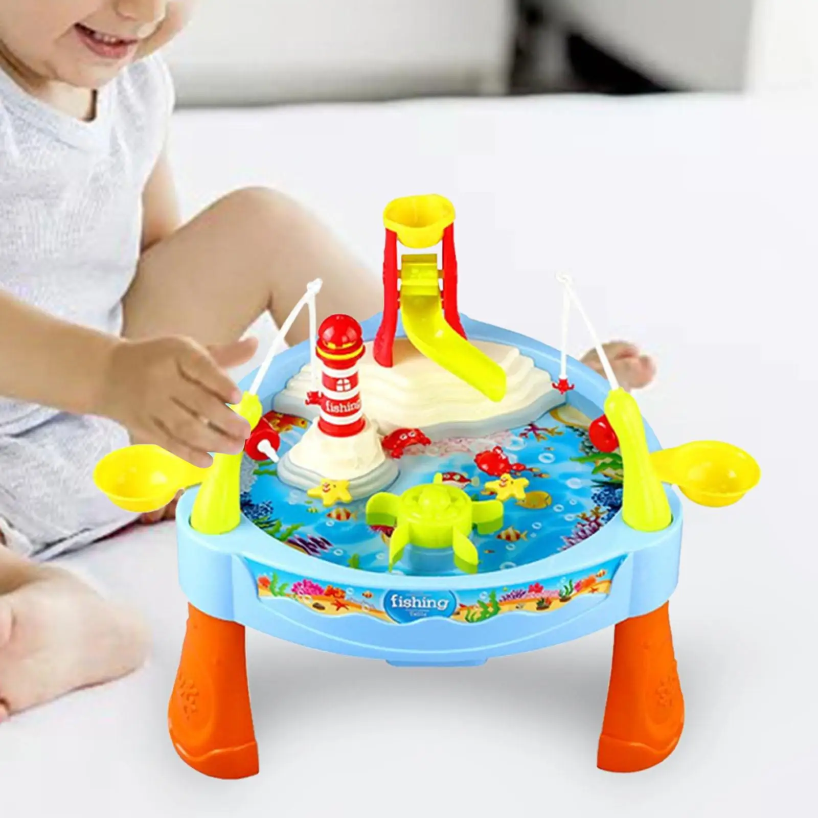 Brinquedos de mesa de água Brinquedos ao ar livre de verão com música e luzes circulando de água