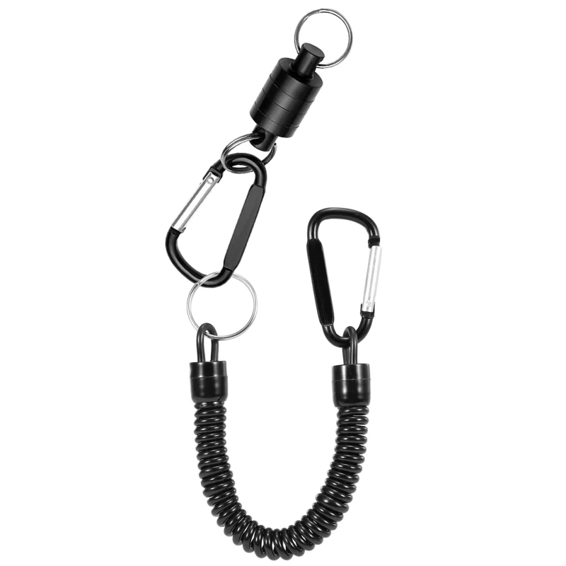 Magnetischer Netz freigabe halter mit gewickeltem Lanyard Fliegen fischer werkzeugen starkes Magnet karabiner schnelles Schnallen-Anti-Drop-Seil zubehör