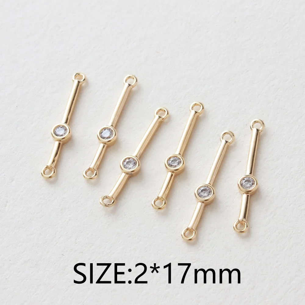 4PCS Dainty Leaf Link Connectors Cubic Zirconia Diy Earrings Charms Jewelry Making Supplies Brass 18k Gold Filled