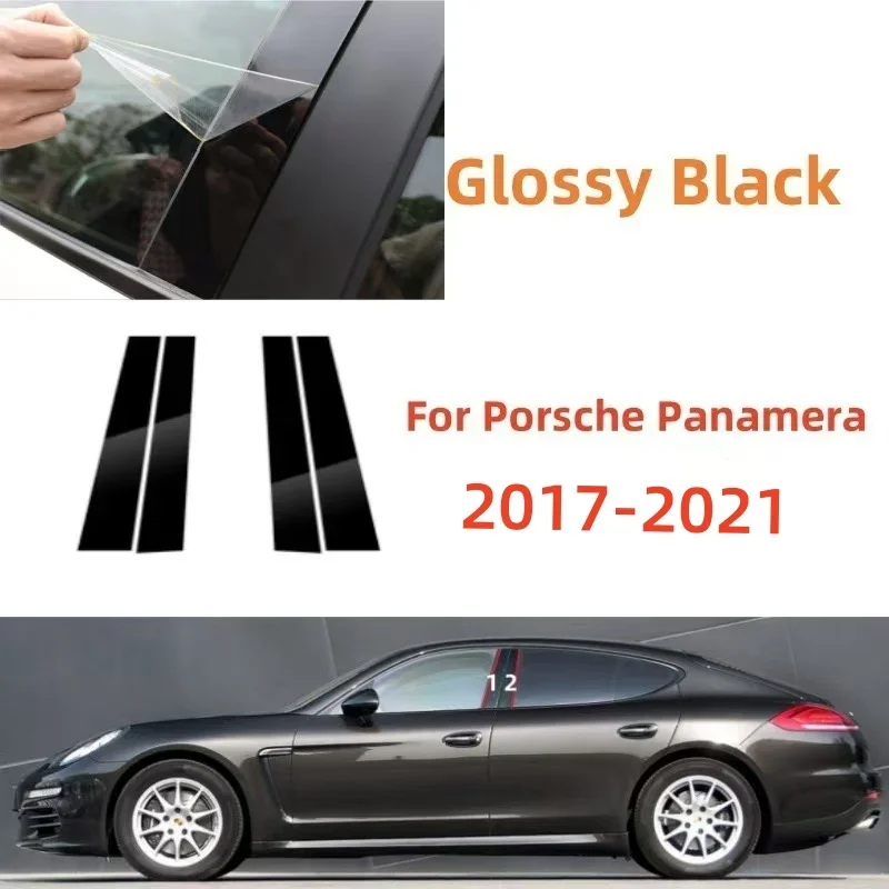 

Stainless Steel Chrome Glossy Door Window Center Column BC Pillar Carbon Fiber Post Cover Trim for Porsche Panamera 2010- 2021
