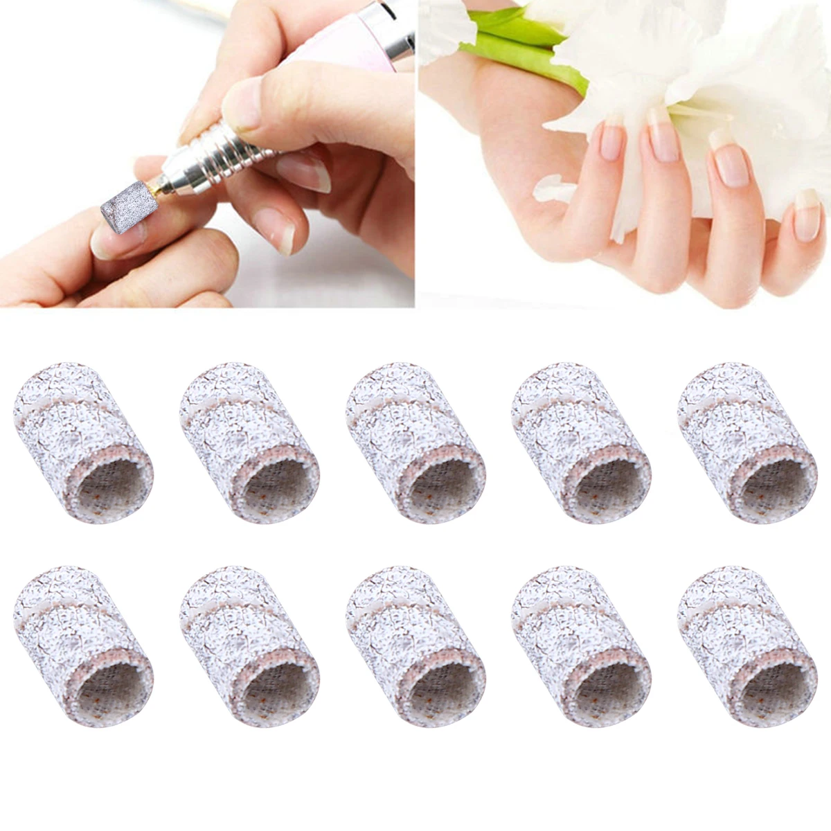 

100 Pcs Nail Polishing B Rings Gel Remover Kit Spindle Bits Manicure Pedicure Accessories DIY Art Supplies