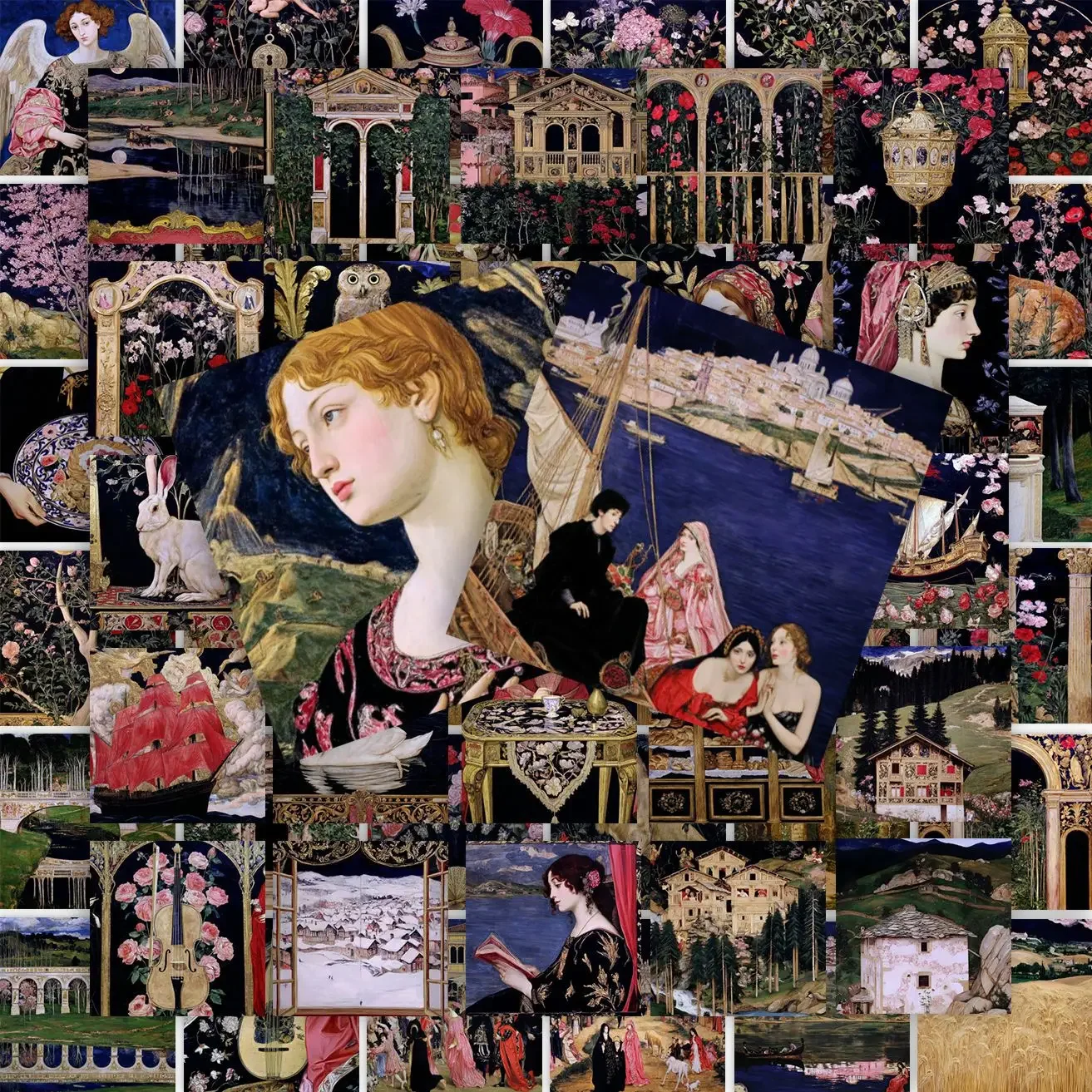 10/63PCS Retro European Medieval Oil Painting Cartoon Sticker DIY Phone Laptop Luggage Skateboard Graffiti Decals Fun for Kid
