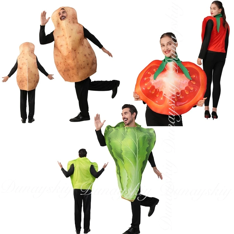

Halloween Anime Adult Unisex Tomato Potato Cabbage Vegetable Funny Cosplay Stage Costume for Adults Cosplay Costume Full Of Suit