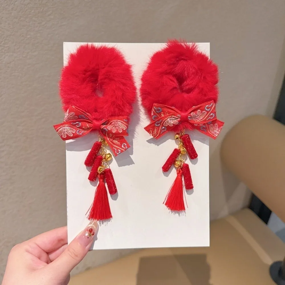 إكسسوارات الشعر على الطراز الصيني التقليدي، ربطات شعر على شكل فيونكة قطيفة للعام الجديد، حبال شعر على شكل فراشة السمك للأطفال، استخدام الأطفال #4