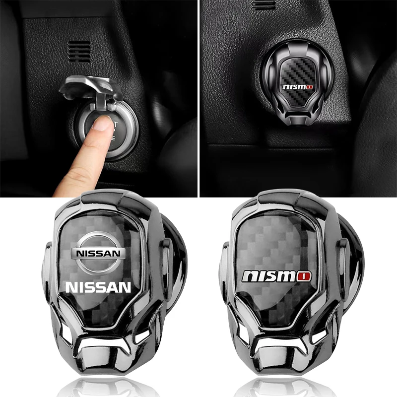 1Pcs Car One-click Start Protective Cover Interior Button Decoration Sticker For Nismo Nissan Tiida Teana Skyline Juke X-trail