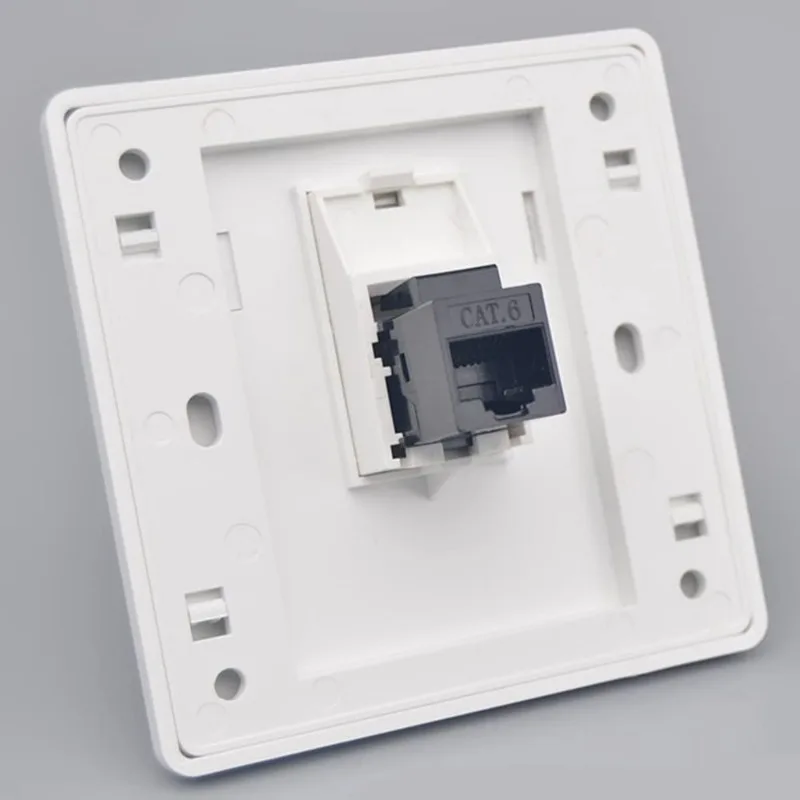 Network Wall Panel RJ45 CAT6 Shielded Female CAT.6 Internet Extender Faceplate LAN Outlet 1 Port Shield 86x86mm