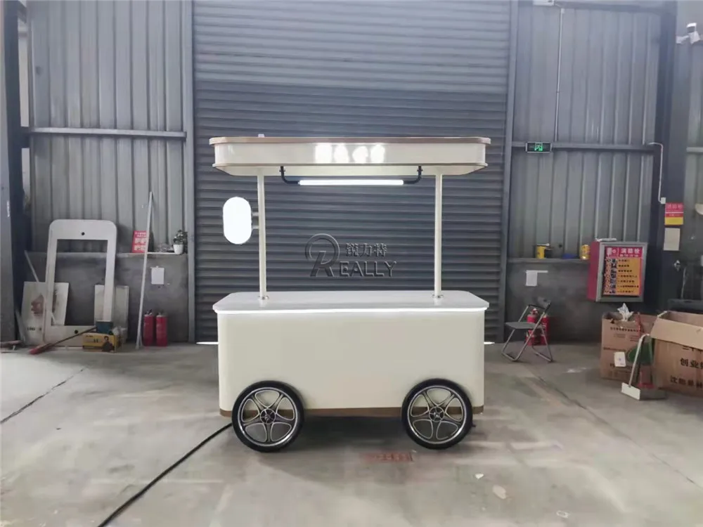 Ice Cream Push Cart With Display Freezer Mobile Three Wheel Electric Ice Cream Cargo Bike Bicycle Cart For Sale