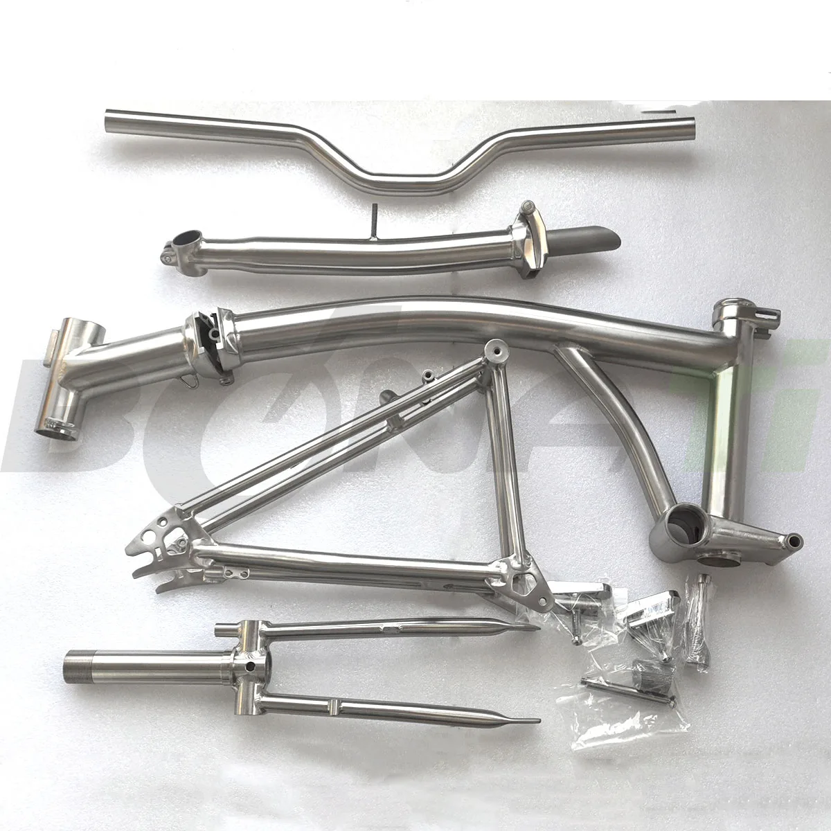 Mirror Polished Titanium Alloy Tri-fold Bicycle Framesets for P Line Brompton Bike