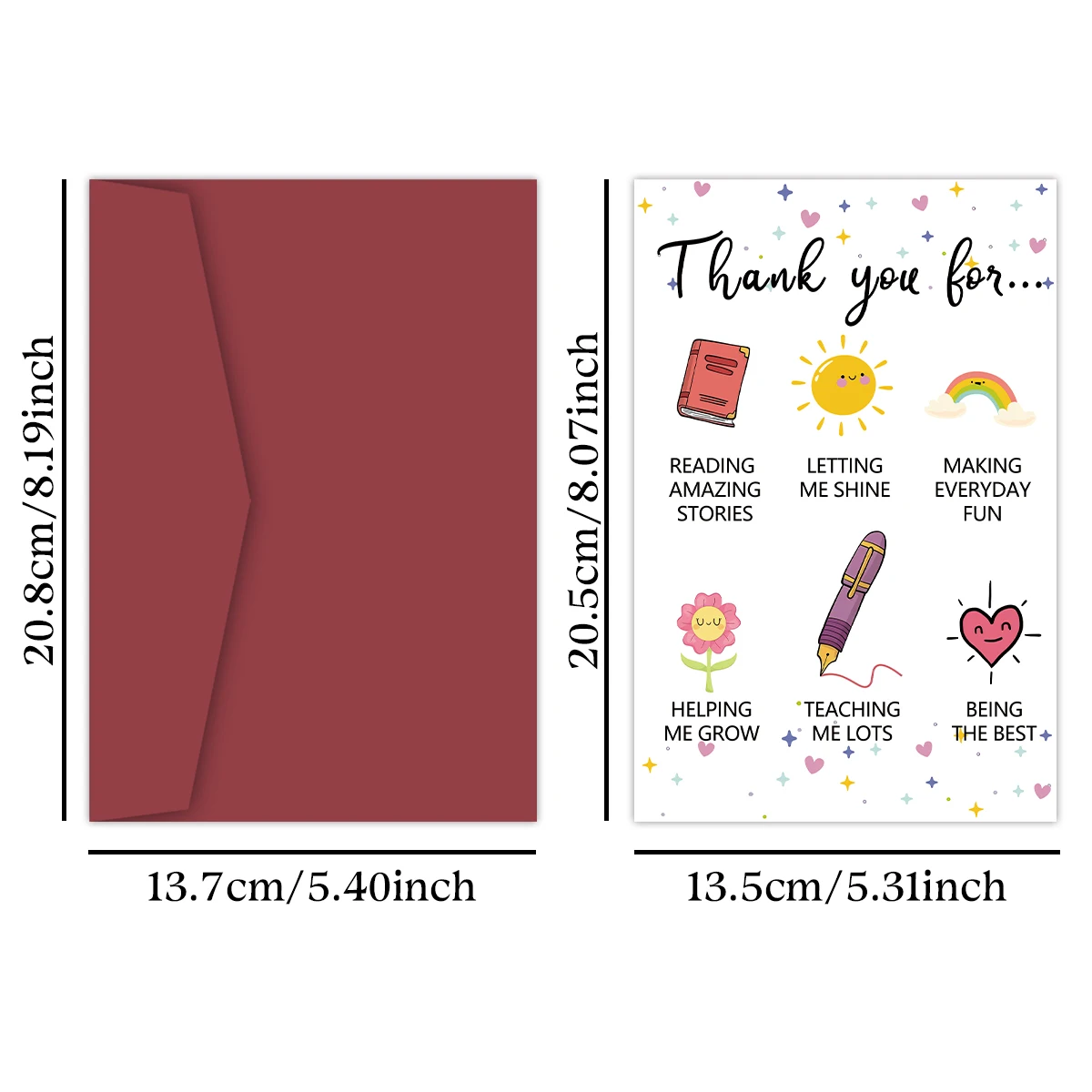 1PC Cute Teacher Appreciation Card Gifts For Women Men, Lovely Thank You Card Gift For Teacher, Sweet Teacher Thank You Cards