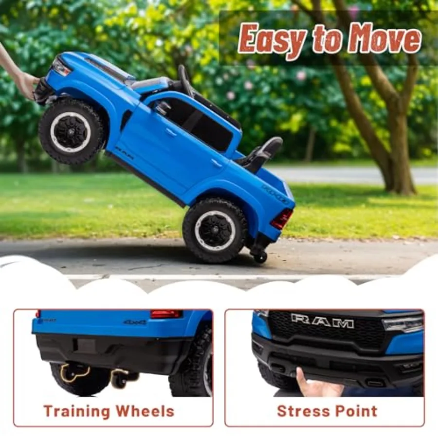 ركوب رام 1500 مرخص على الألعاب لسيارة كهربائية ركوب 4-8 مع بطارية تحكم عن بعد مدعومة بمفتاح السيارة/محدد التروس
