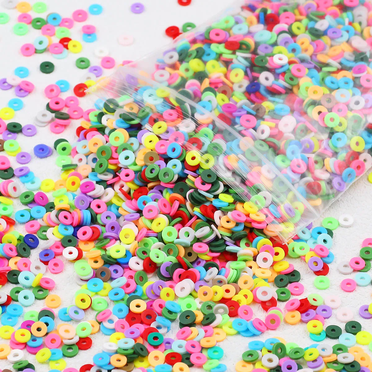 4000Pcs/Lot 6x1mm COIN Shaped Round Rubber Random Color Mixing Spacer Loose Beads For Jewelry Making DIY LOVE Bracelet Neckace