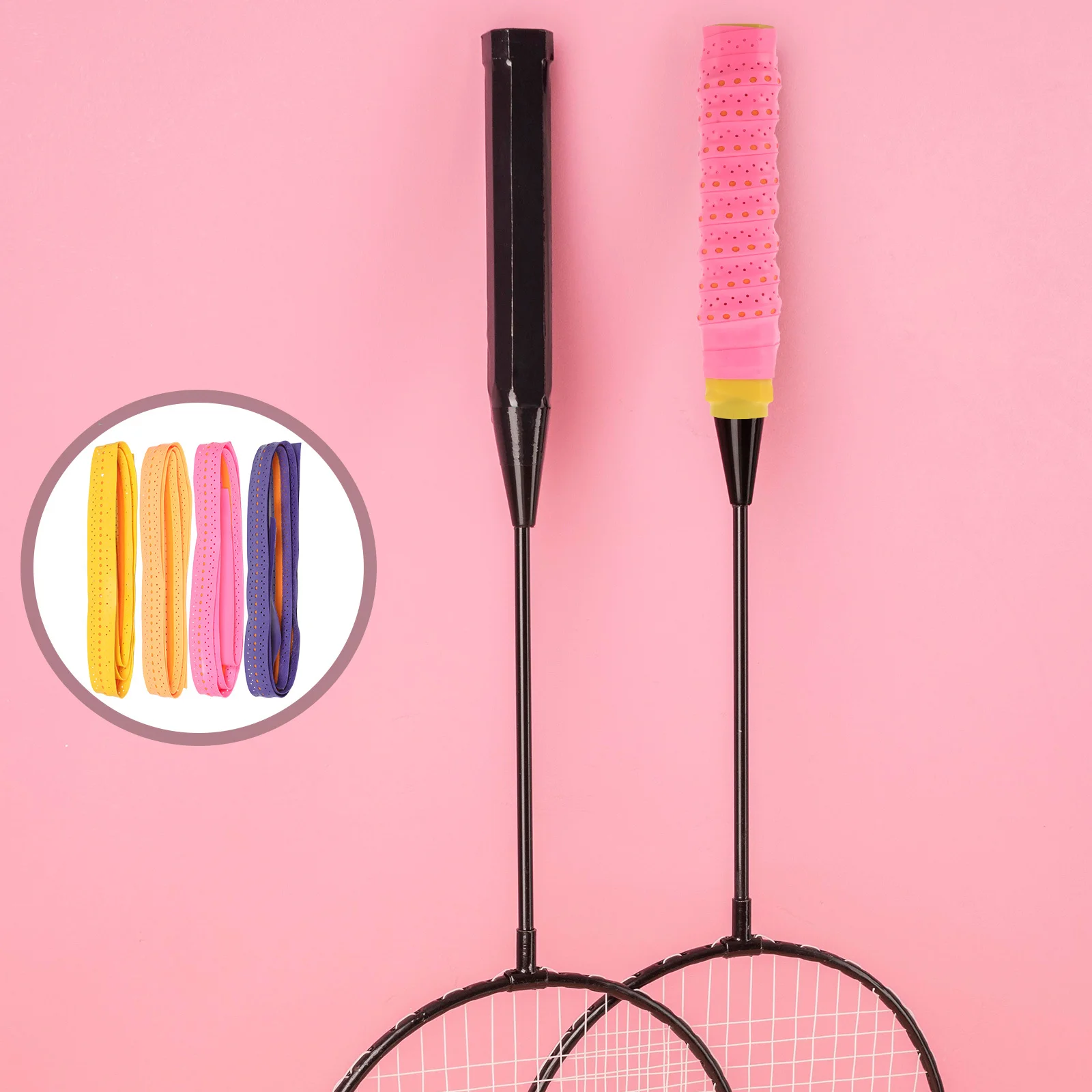 

4Pcs Badminton Racket Grip Tape Dual Color Dragon Bone Pattern Anti Slip Sweat Absorbing Versatile Set for Badminton and Fishing