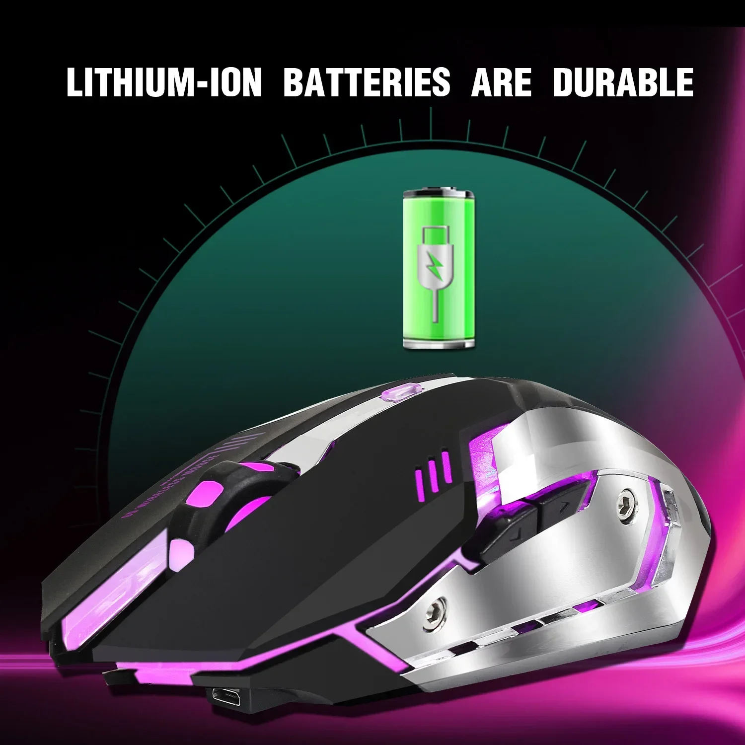 For Computer Desktop LaptopWireless Gaming Mouse 2400dpi Rechargeable  7 color Backlight Breathing Comfort Gamer Mice