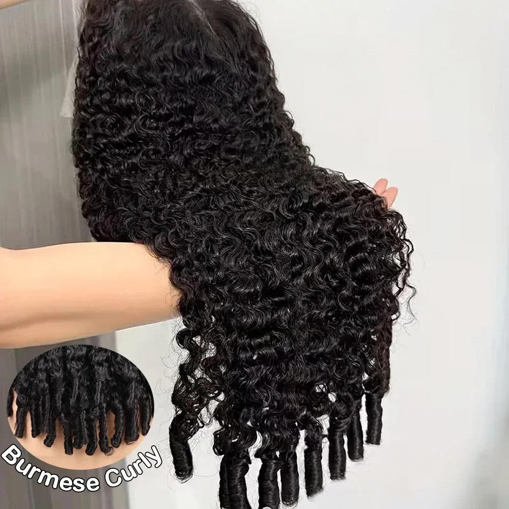 30 36 Inches Burmese Curly 13x6 Hd Lace Front Human Hair Hair Wig 250 Density 13x4  Lace Full Frontal Hair Wigs For Women