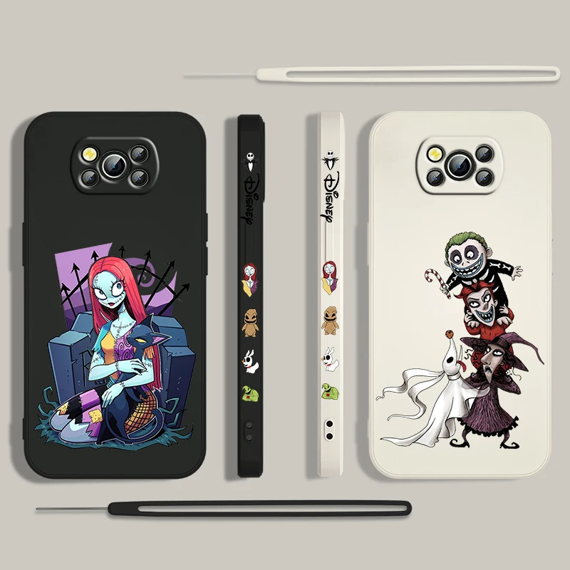 The Nightmare Before Christmas For Xiaomi Poco Cover For X4 X3 F4 NFC M6 M5 M4 M3 GT S Pro 4G 5G Liquid Left Rope Phone Case