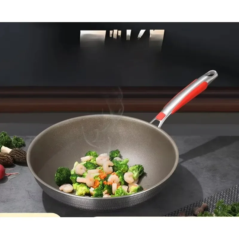 Pure Titanium Composite Multi-layer Bottom Non-stick Pan Wear-resistant Multi-stove Suitable For Wok Smoke-free Wholesalen29