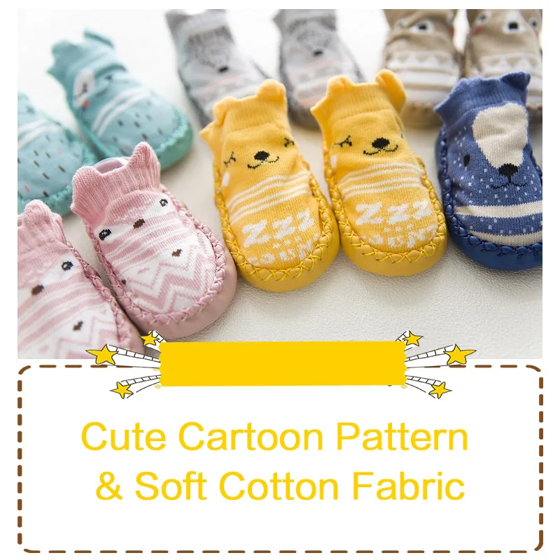 Calcetines de suelo para bebé con suelas de puntos de goma, suela suave antideslizante, calcetines de suelo bonitos de dibujos animados para niños pequeños, suelas de puntos de goma