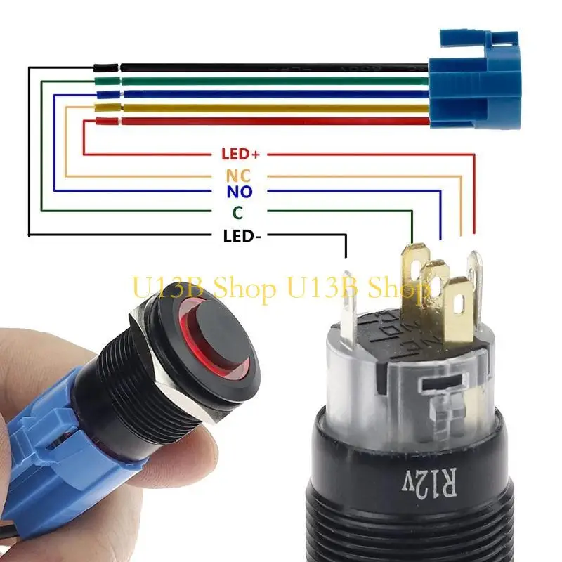 Nút cắm đầu nối dây cáp U13B cho công tắc nút nhấn kim loại Đèn LED ổn định