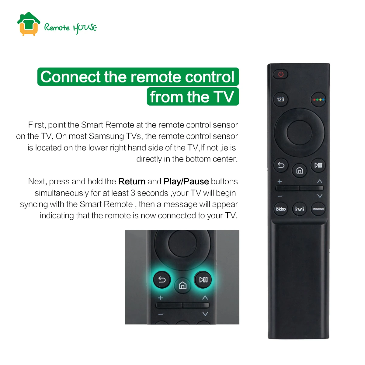 BN59-01358F IR TV Remote Control For Samsung Russia Market QLED Smart Series with IVI Okko Megogo Button